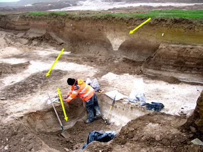 Tracé fossé et fosses mésolithiques et néolithiques